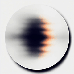 Blurred, symmetrical pattern on a white circular surface