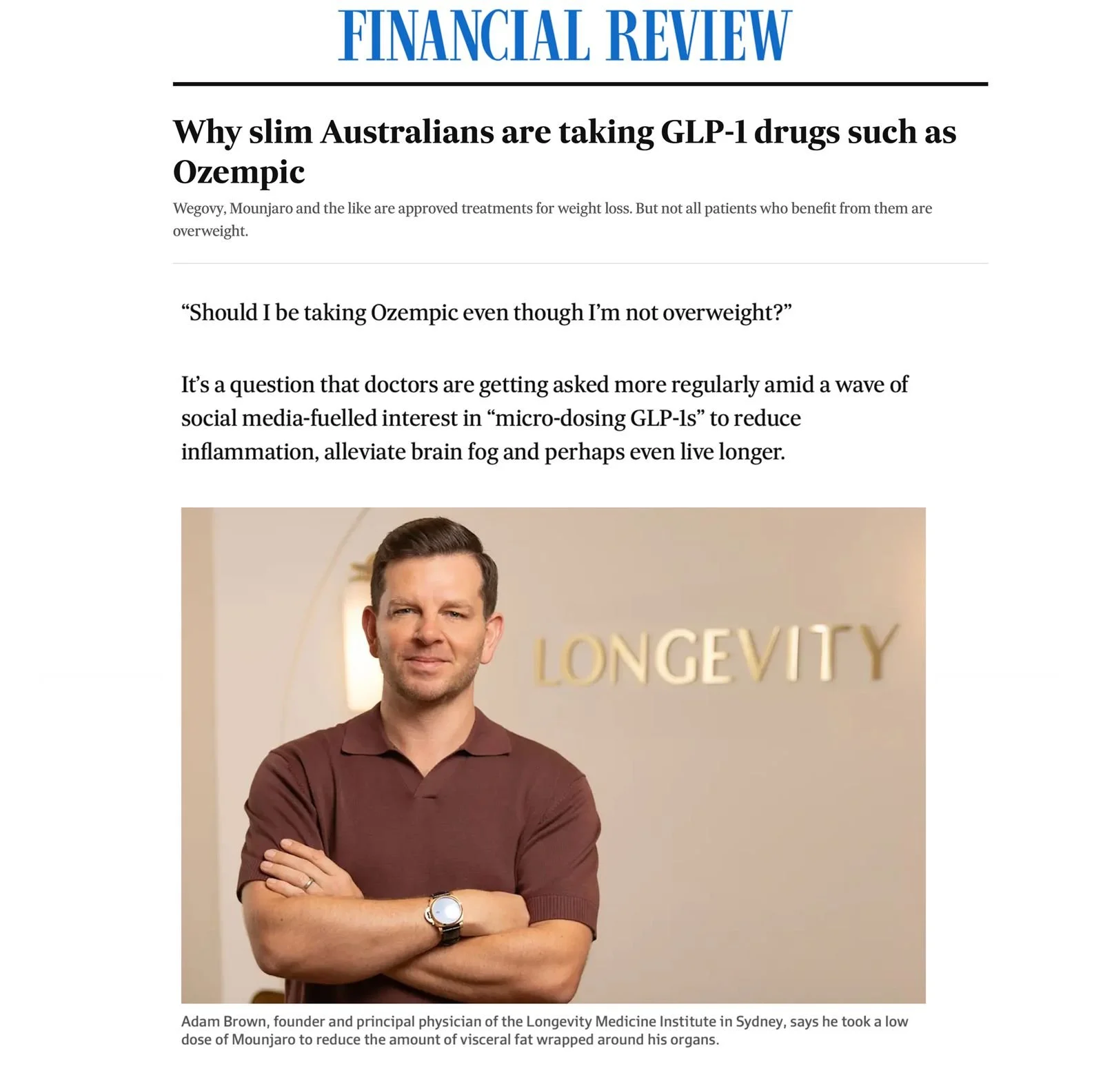 FINANCIAL REVIEW - Dr Adam Brown