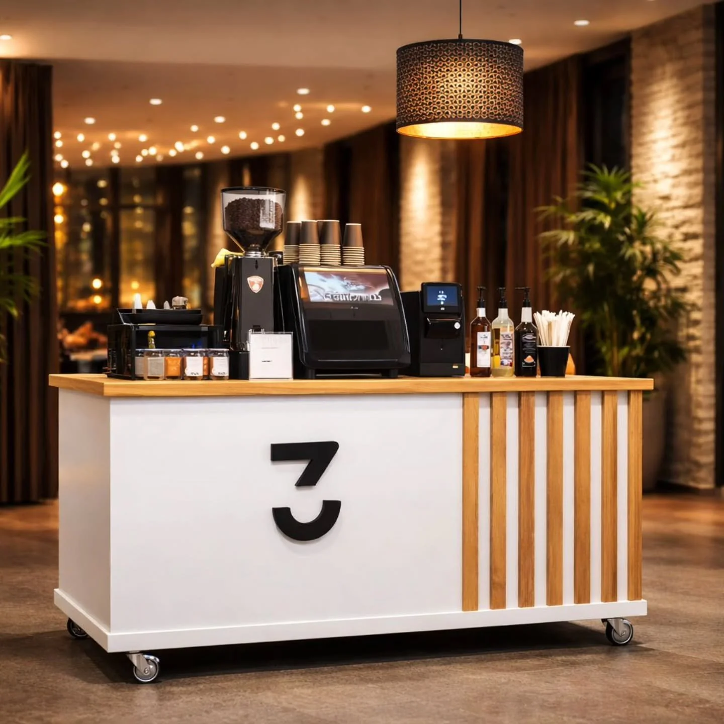 Our mobile coffee bar is a luxury, on the go caf&eacute; experience built to elevate any event.

It blends craft coffee, clean aesthetics, and high end hospitality, serving espresso, lattes, matcha, tea, and curated desserts with precision and style.