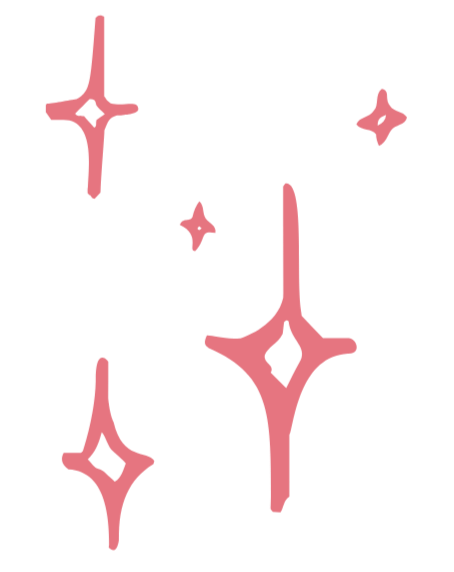 Pink star-shaped sparkles on a black background.