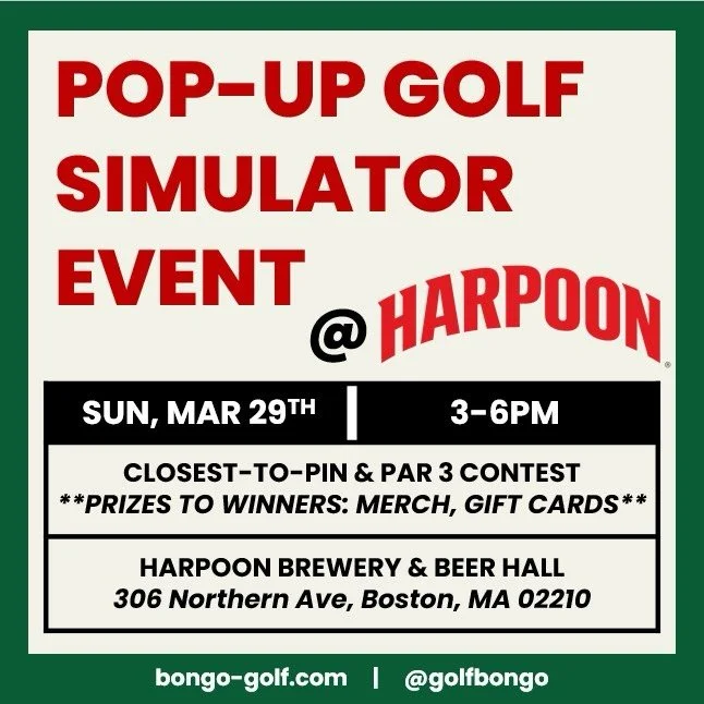 One more reminder! Don&rsquo;t miss us this Sunday 3-6 pm @harpoonbeerhall in Seaport! Closest-To-Pin and Par 3 Contests in the back event space, cold beer on tap. Merch, brewery gift cards, golf equipment all up for grabs. All skill levels welcome, 