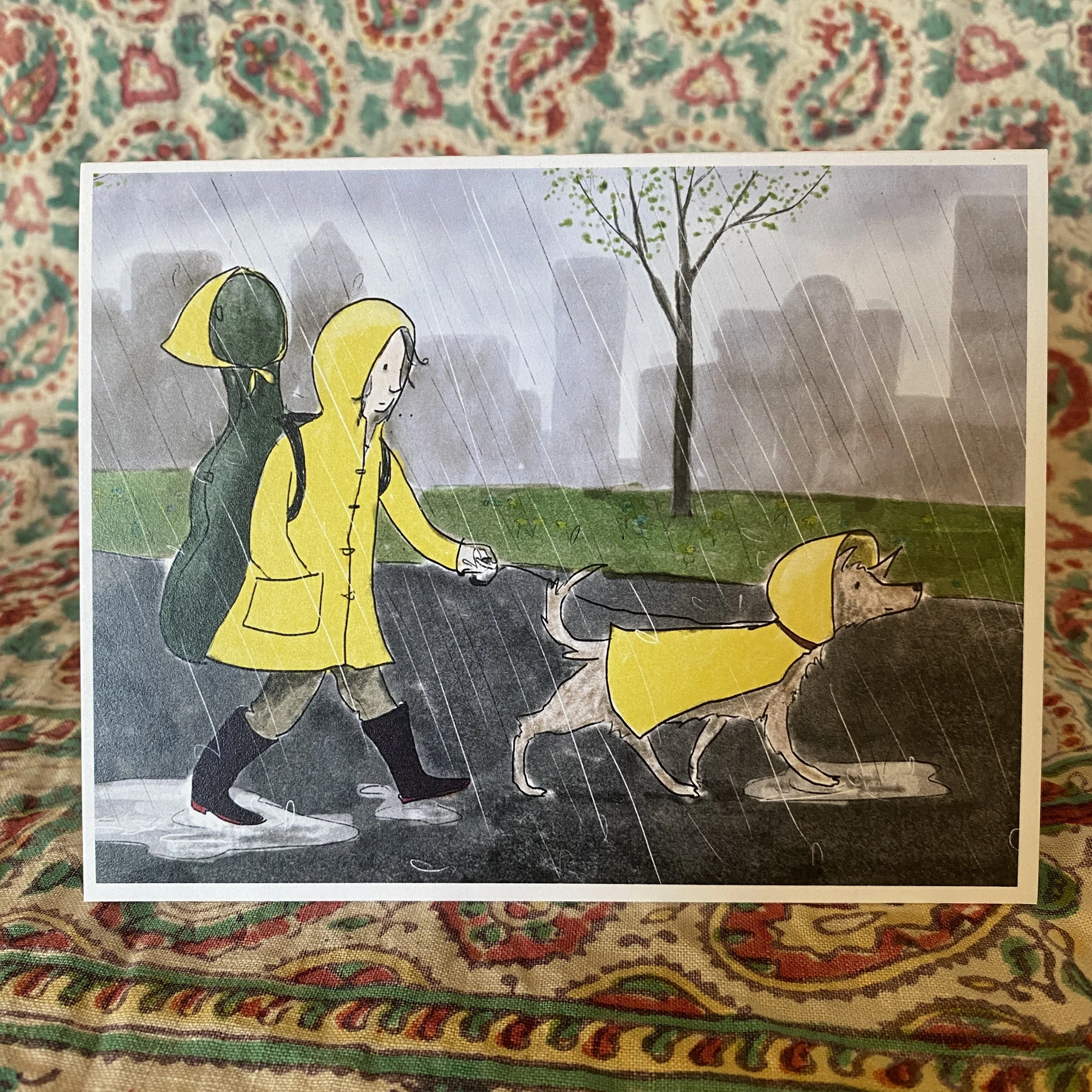 rainy walk card