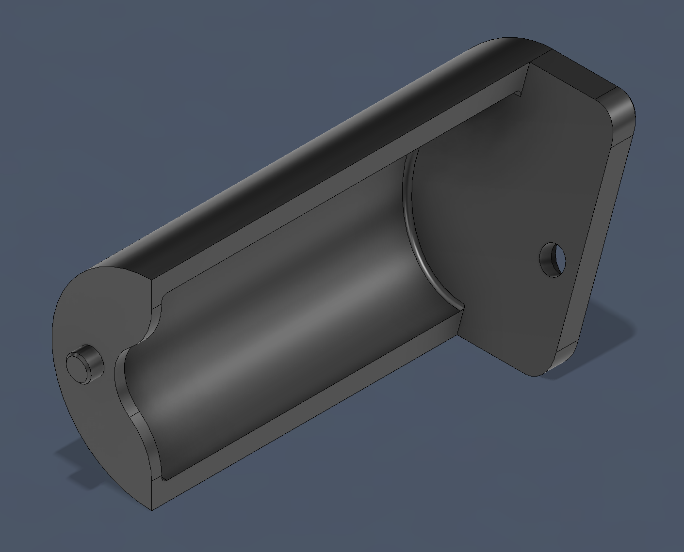 3D model of an a custom dust cover for a motorcycle swing arm.