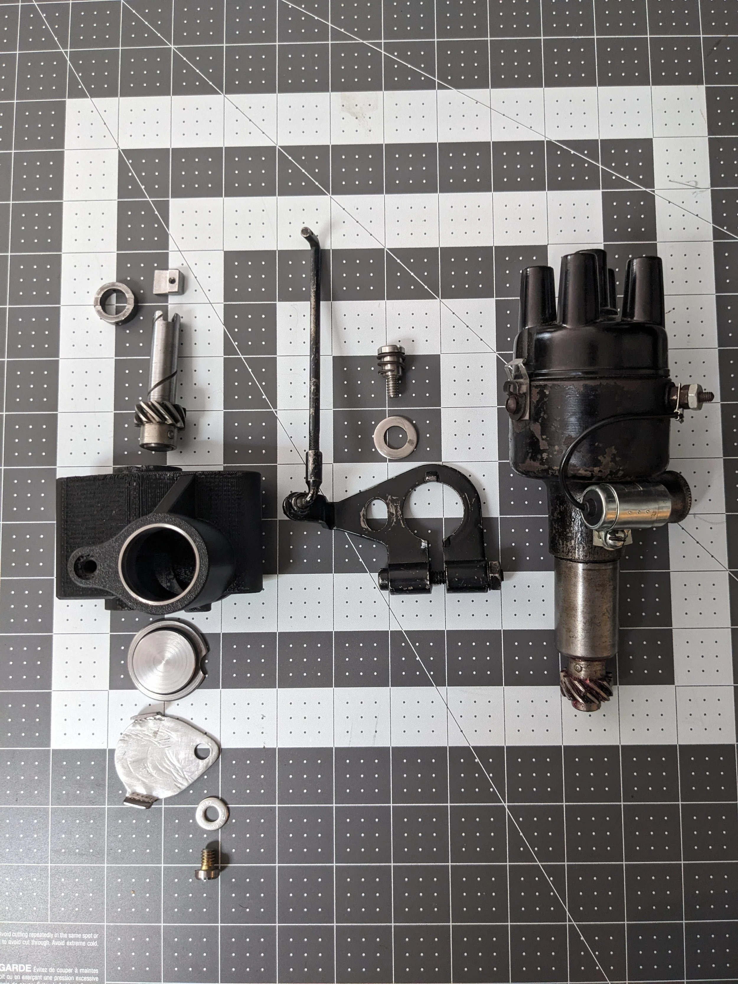 exploded view of 1928 Chrysler distributor FDM prototype