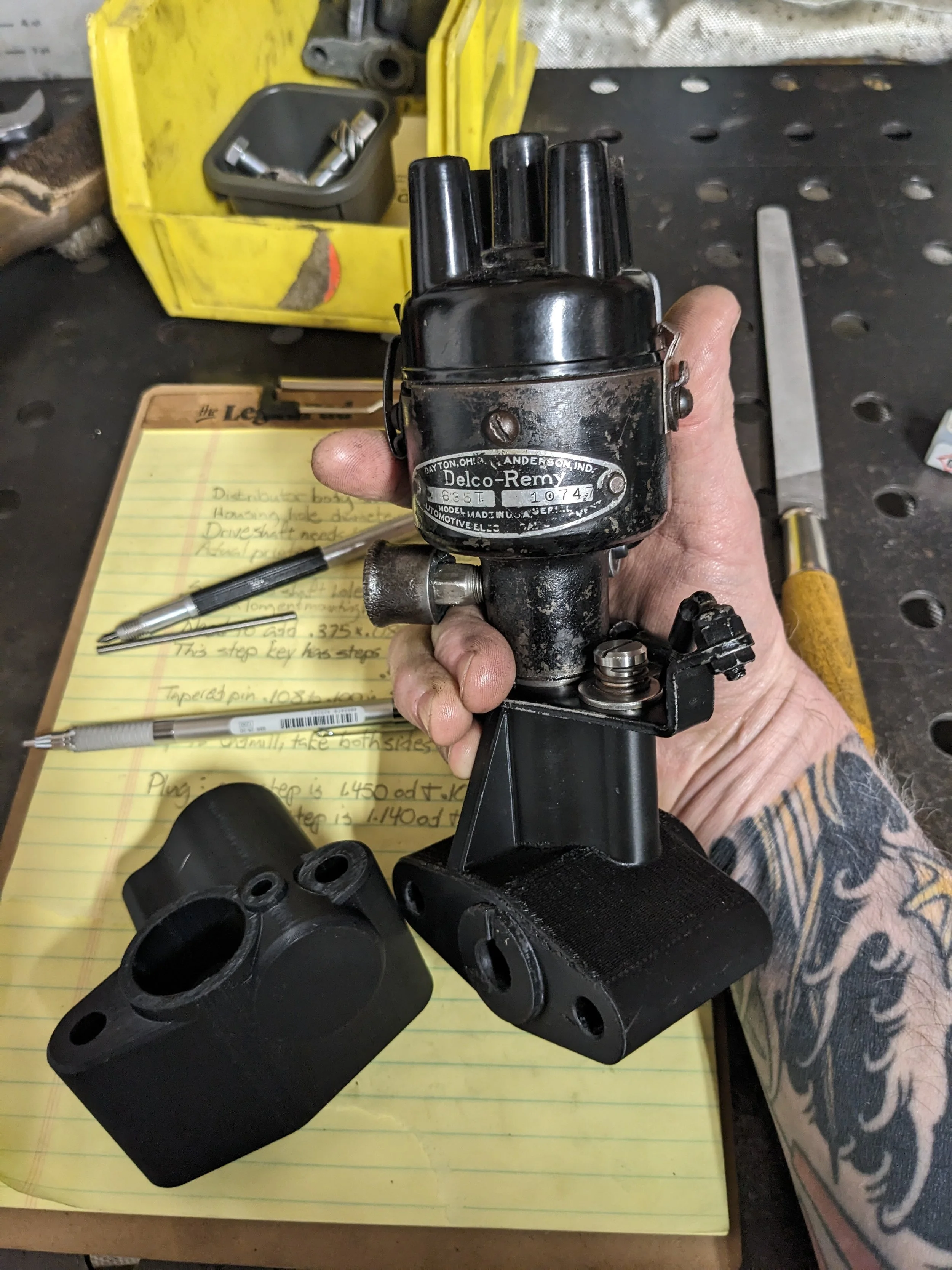 FDM plastic prototype test fit-up of distributor and hardware