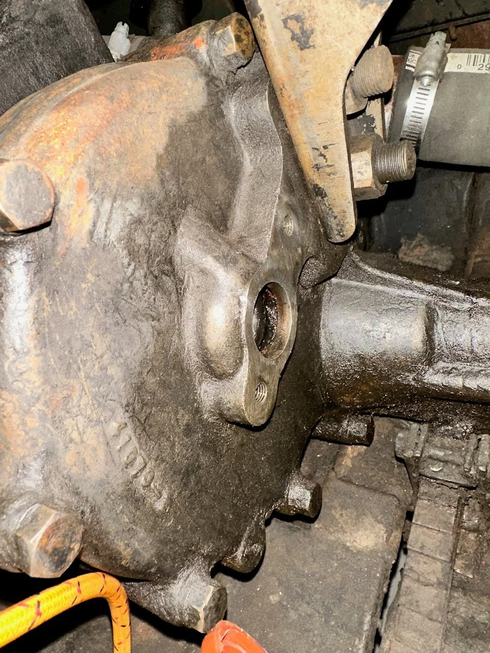 Front of the engine where the housing mounts