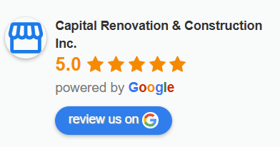 Google review for Capital Renovation & Construction Inc. showing 5-star rating, 5.0 score, and an option to review on Google.