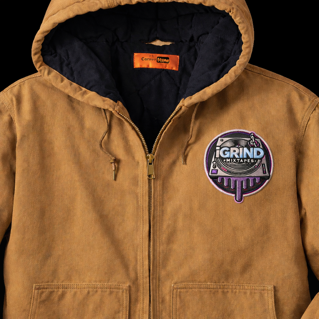 IGrindMixtapes Embroidered Work Hoodie — Durable Duck Cloth Zip-Up Jacket