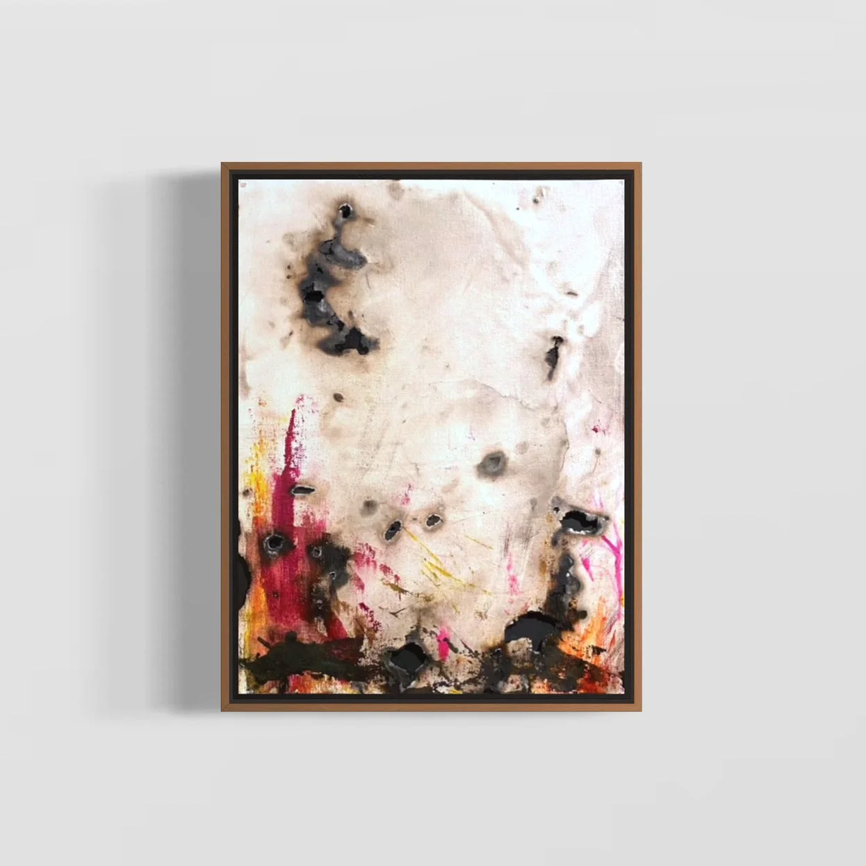 Fire Study II : oil on canvas, buried in embers ; 2023 ; 12 x 9 in