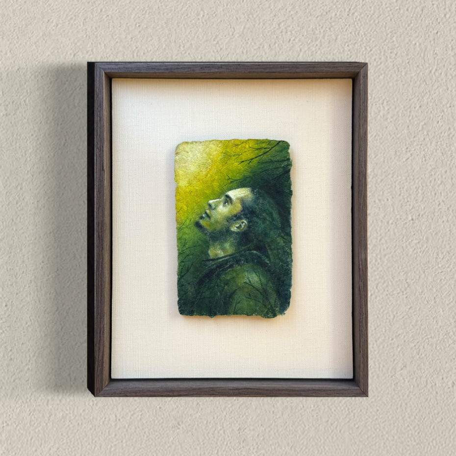   Green Man I   — oil on handmade paper | 2026