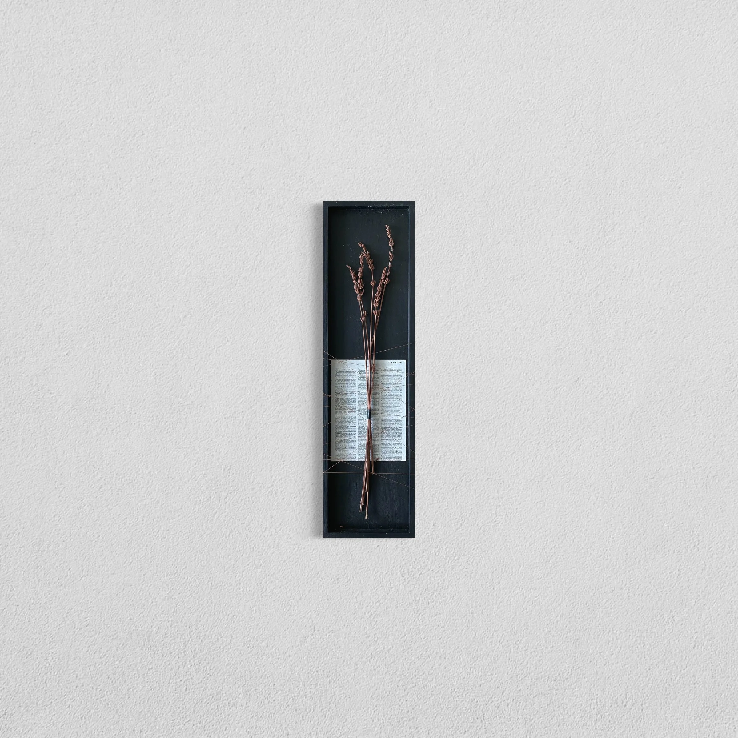 

Untenable | wood, paper, thread, lavendar, paint and words | 2019 | 5 x 18 in