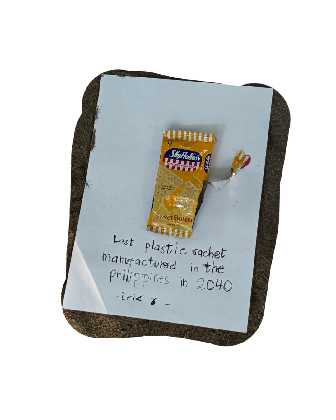 Last plastic sachet manufactured, 2040 - Eric