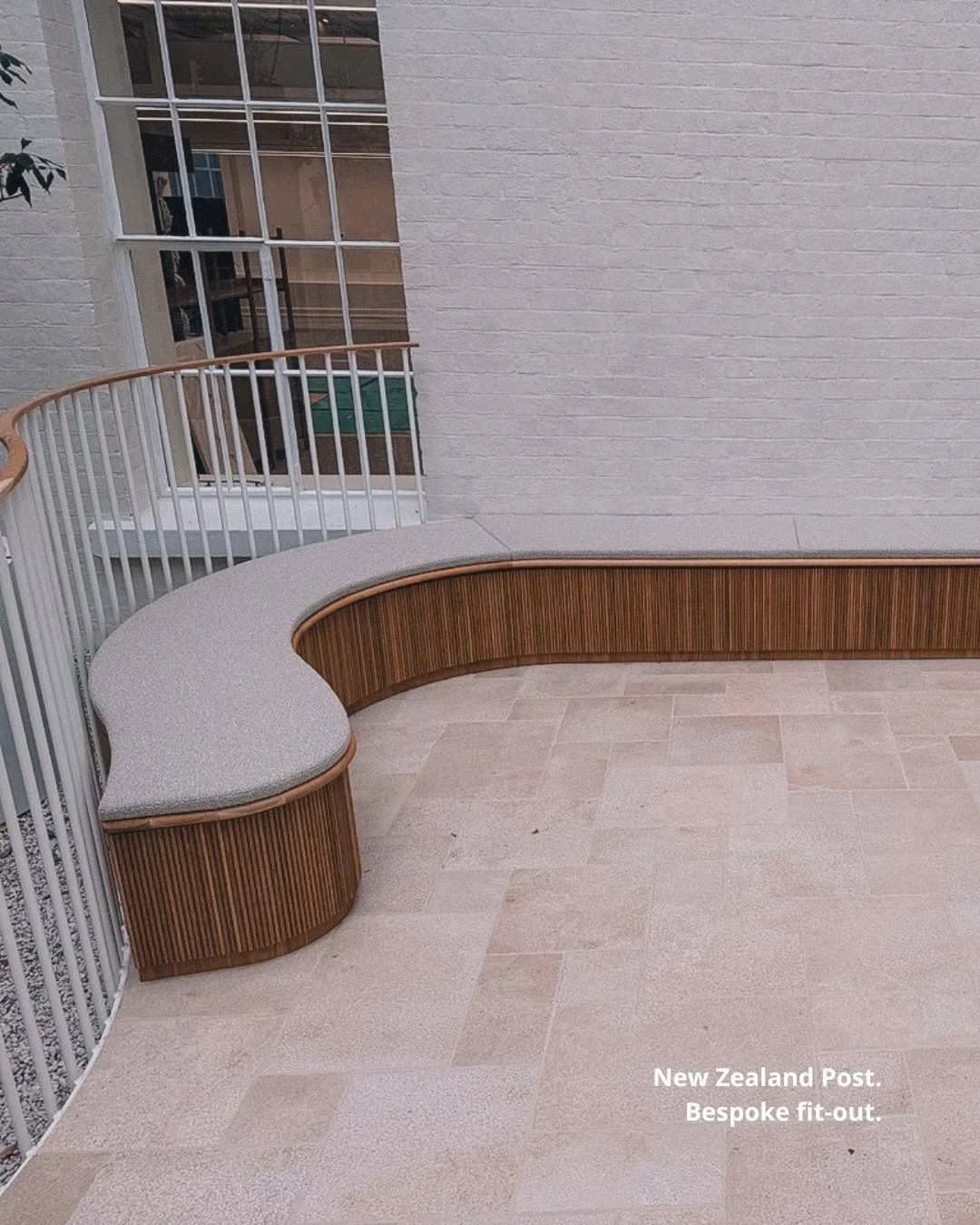 Project: New Zealand Post fit-out. 

Bespoke modular seating for New Zealand Post HQ in Auckland. 

From render to real life by the Finewood team.