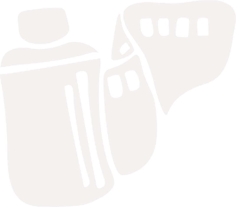 A stylized illustration of a perfume bottle with a spray nozzle and a wavy, transparent cap.