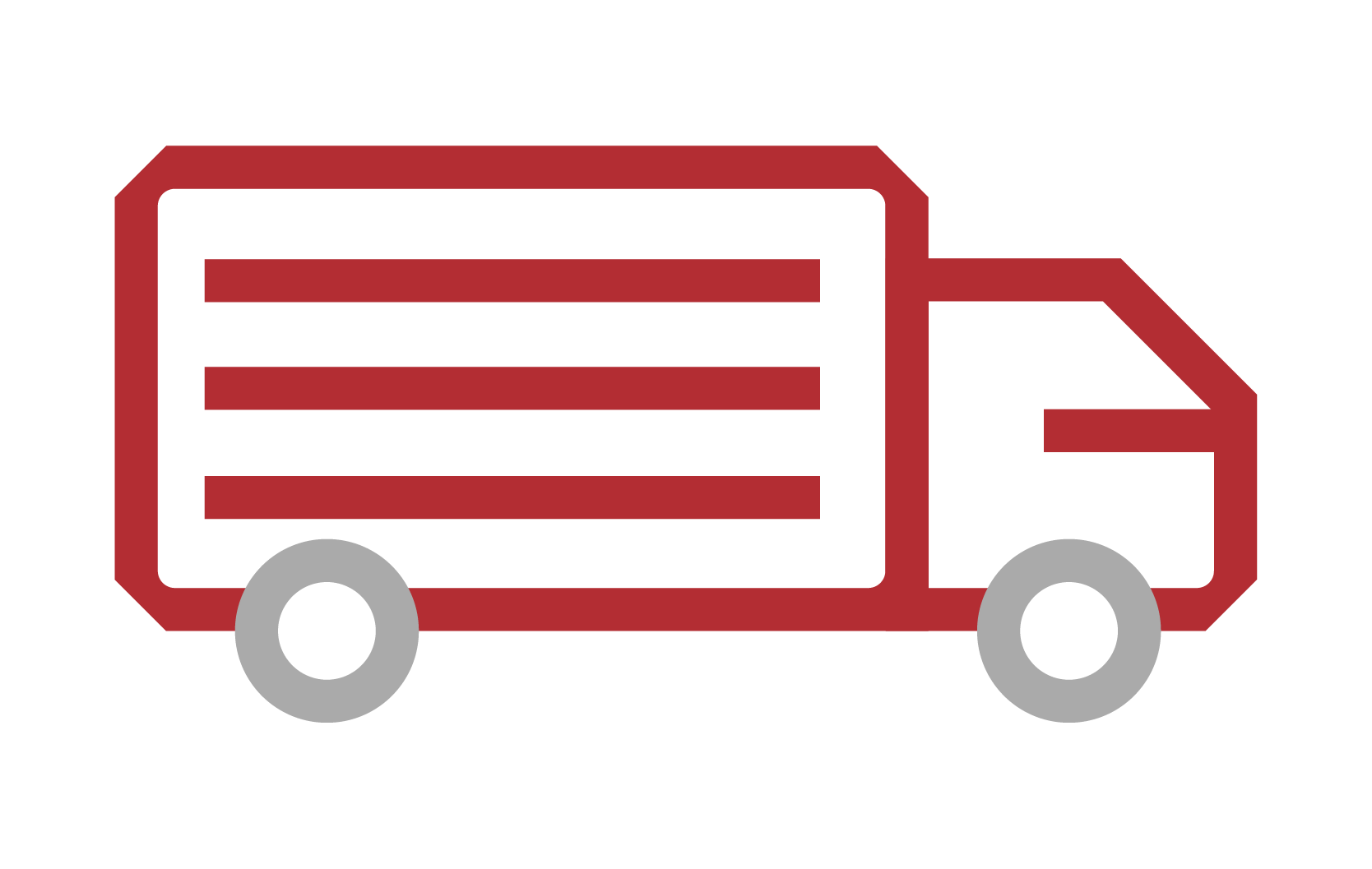 Icon of a delivery truck with a box-shaped cargo area.