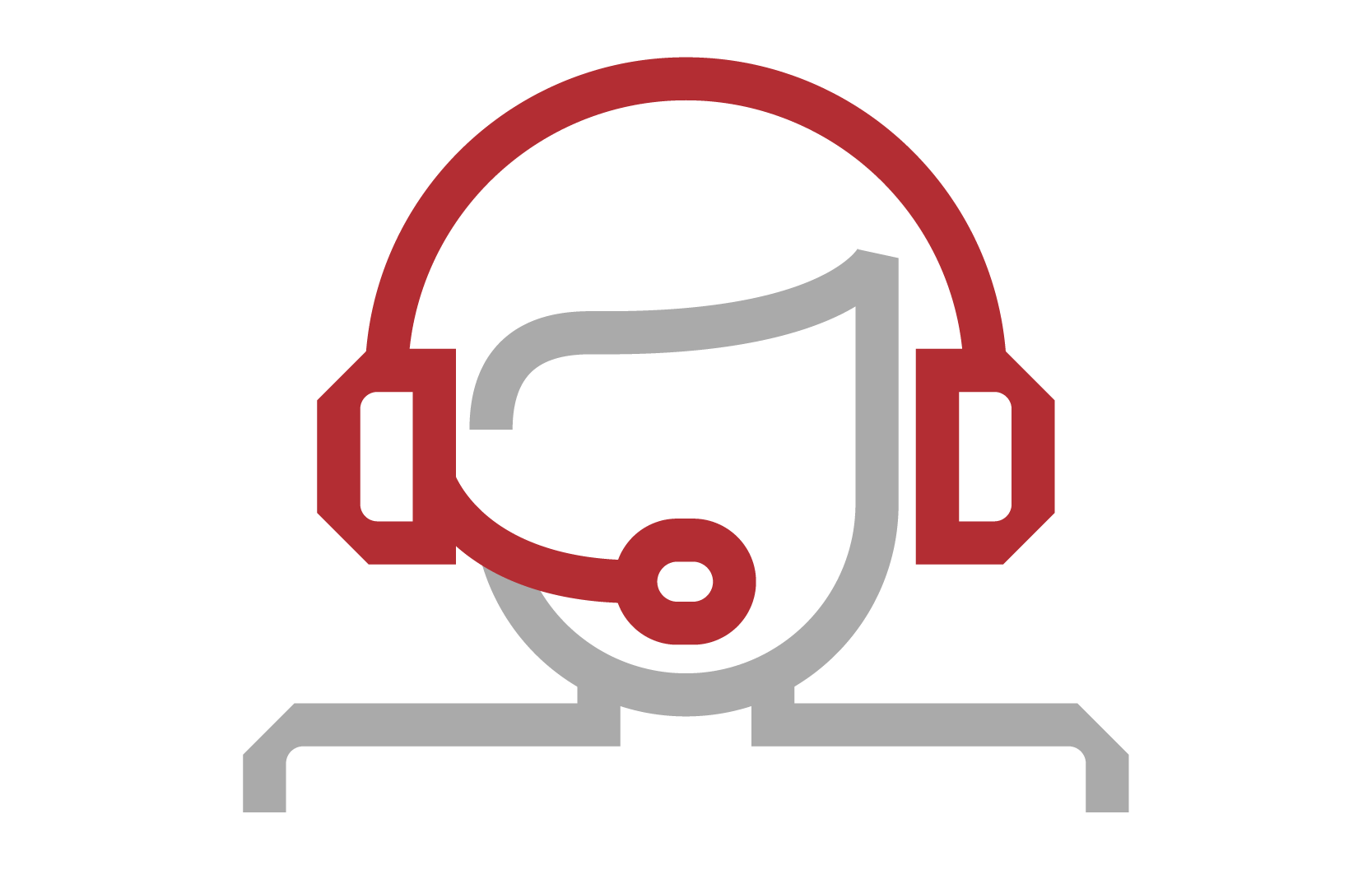 Graphic of a headset with a microphone, typically representing customer support or call center services.