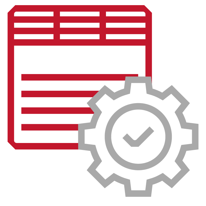 Document with a gear and checkmark overlay