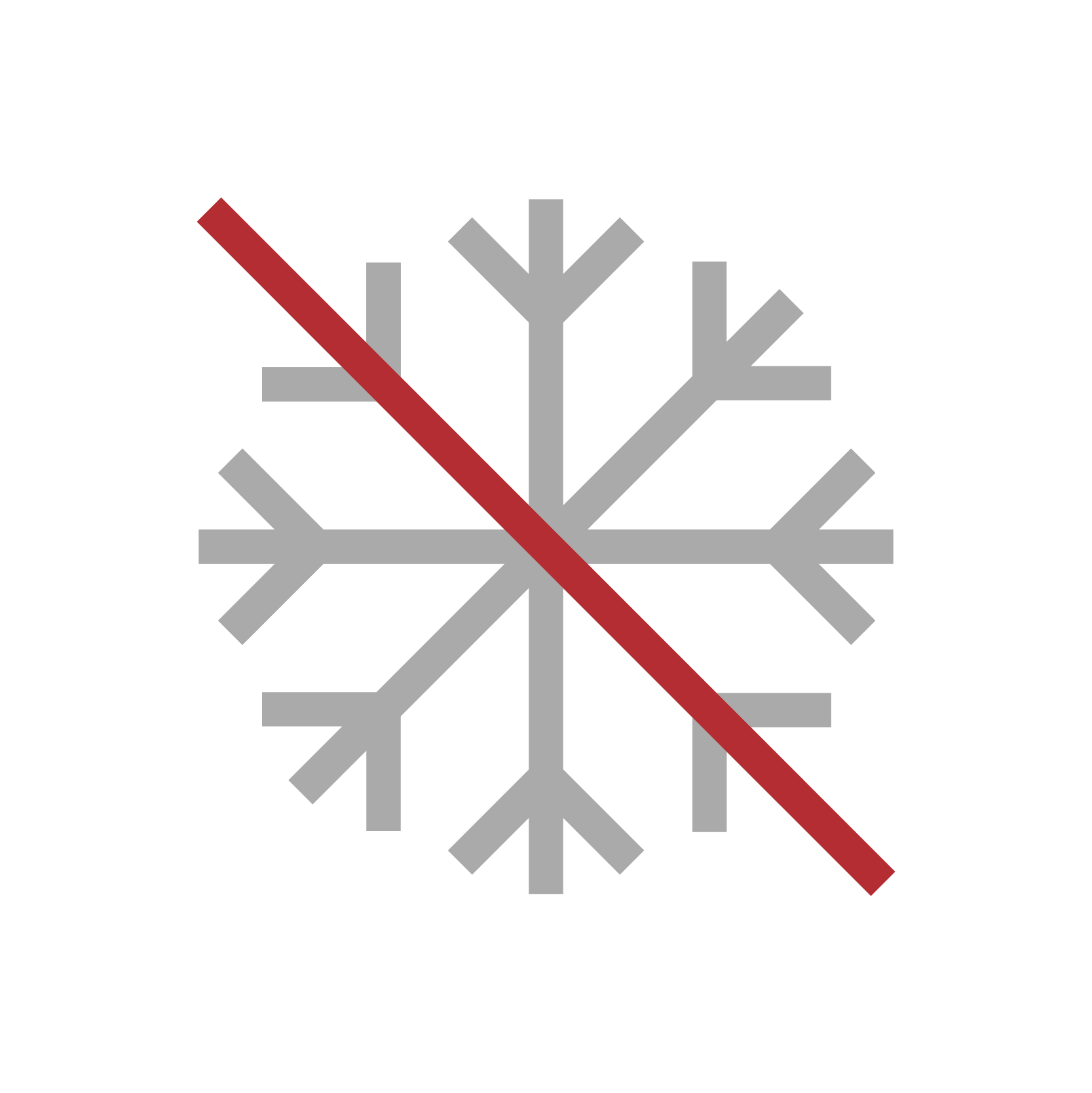 A snowflake icon with a diagonal red line crossing it out, indicating no cold temperature.