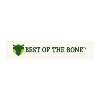 Logo for Best of the Bone, featuring a green stylized dog head with the text 'Best of the Bone' in green letters.