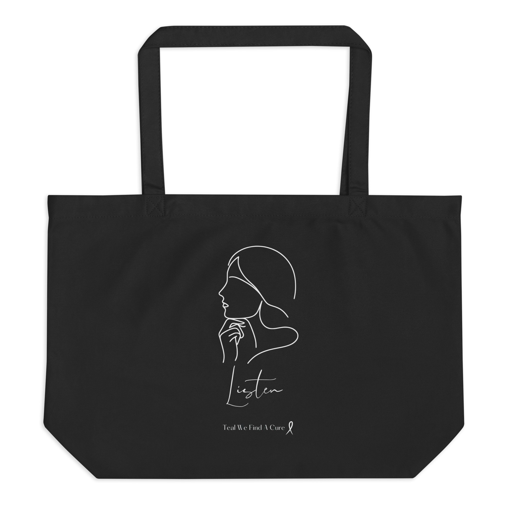 Large organic tote bag - Listen White