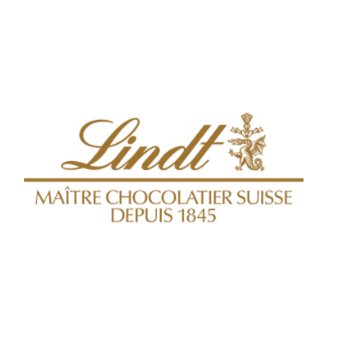 Lindt logo featuring the text "Lindt Maître Chocolatier Suisse Depuis 1845" with a decorative crest.
