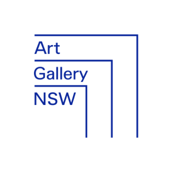 Art Gallery NSW logo with blue lines and text.