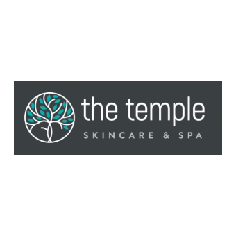 Logo for The Temple Skincare & Spa featuring a tree design in a circle.