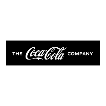 The Coca-Cola Company logo on a black and white background.