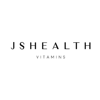 Logo for J S Health Vitamins, featuring black text on a white background.