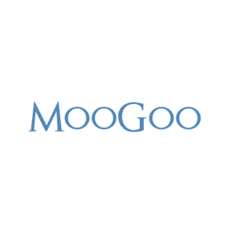 Moogoo logo in blue text on a white background.