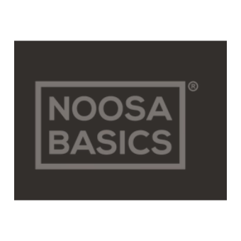 NOOSA BASICS logo on a dark background.