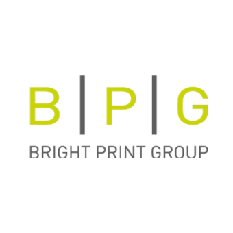 Logo for Bright Print Group with letters B, P, and G separated by vertical lines and the company name below.