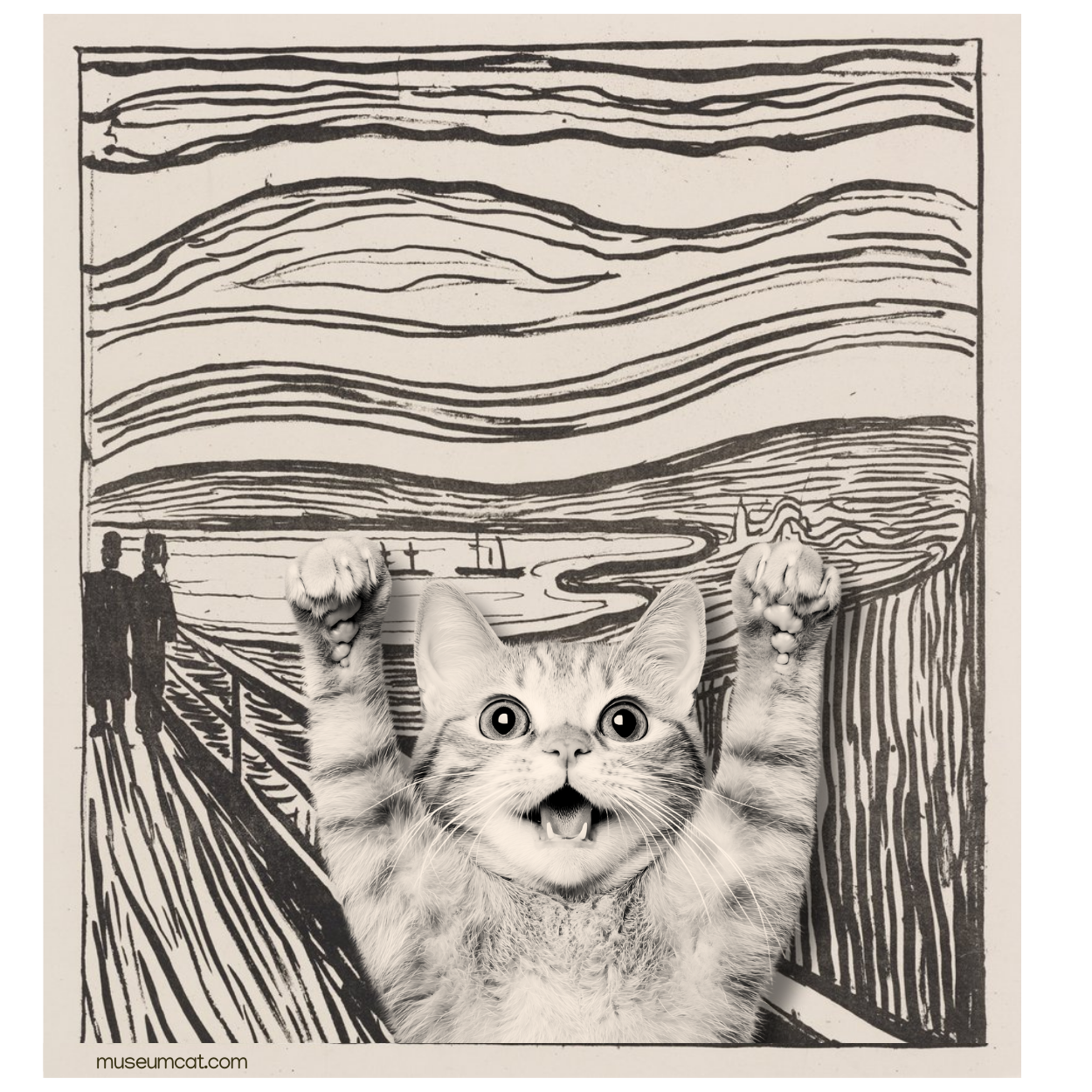 Munch-Inspired Museum Cat Vinyl Sticker