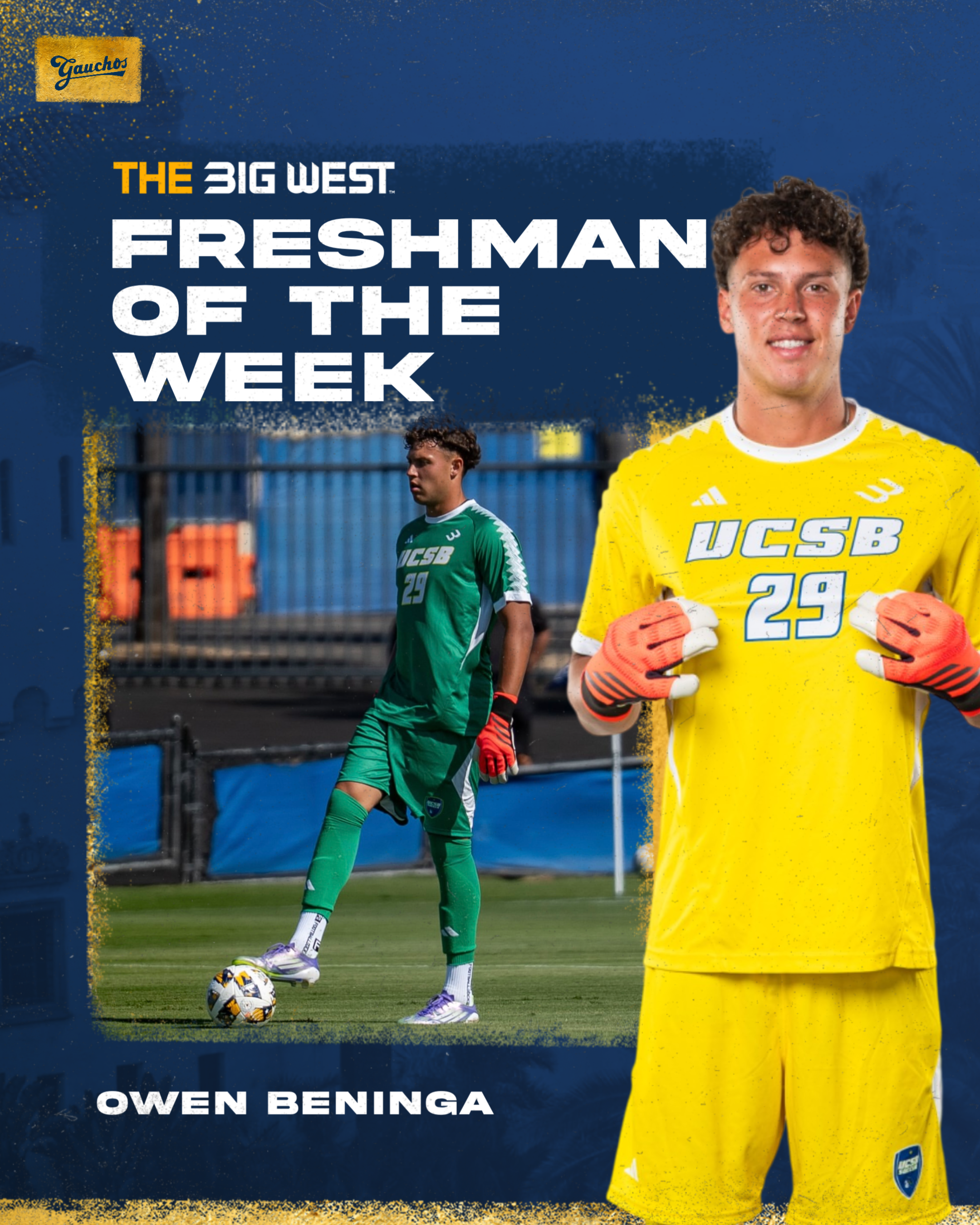 A "Freshman of the Week" featured player graphic that showcases my ability to elevate individual athletes through strong composition, branding, and clear visual focus.