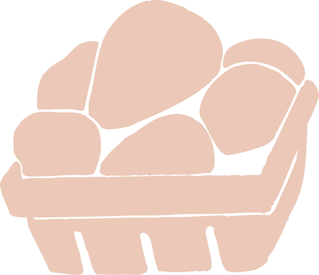 Sketch of a chair or couch with five cushions arranged on it.