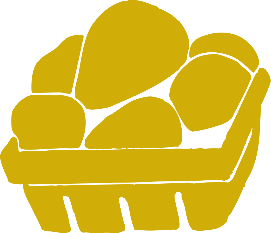 A yellow illustrated armchair with a curved back and three round cushions on it, drawn with a simple black outline.