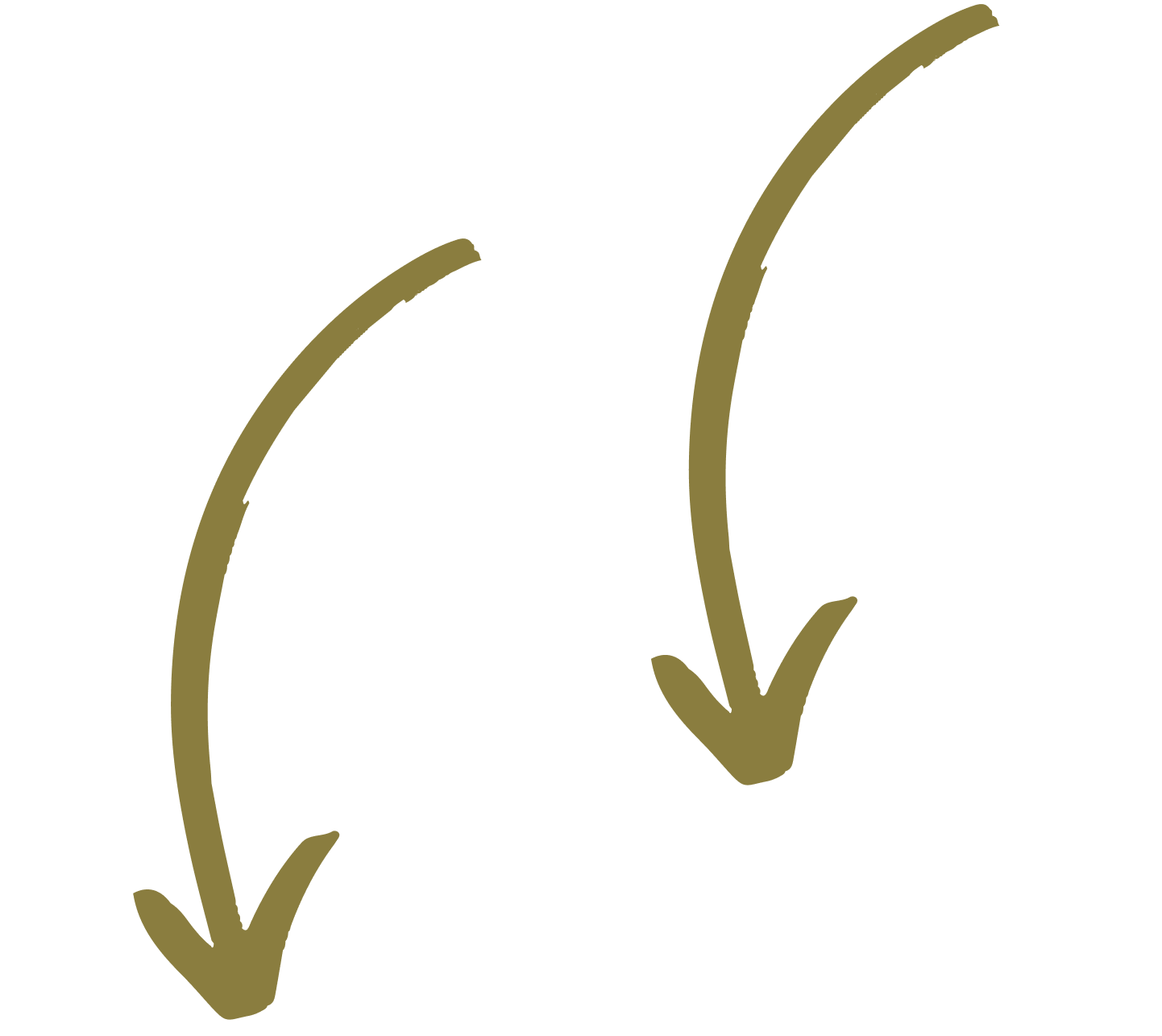 Two curved arrows pointing downward, one larger and one smaller, in gold color.