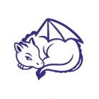 Cartoon illustration of a smiling dragon with wings