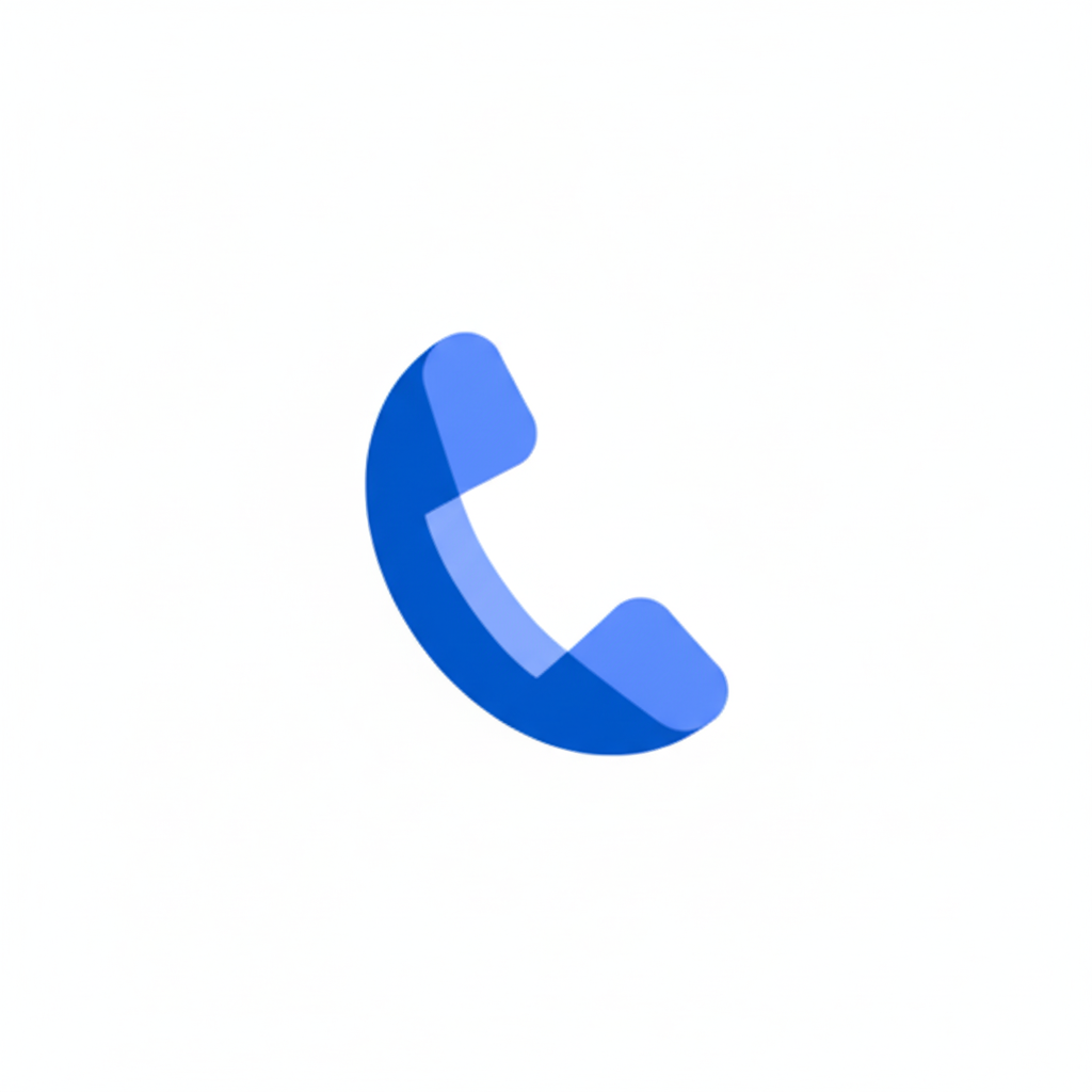 Icon of a blue telephone handset.