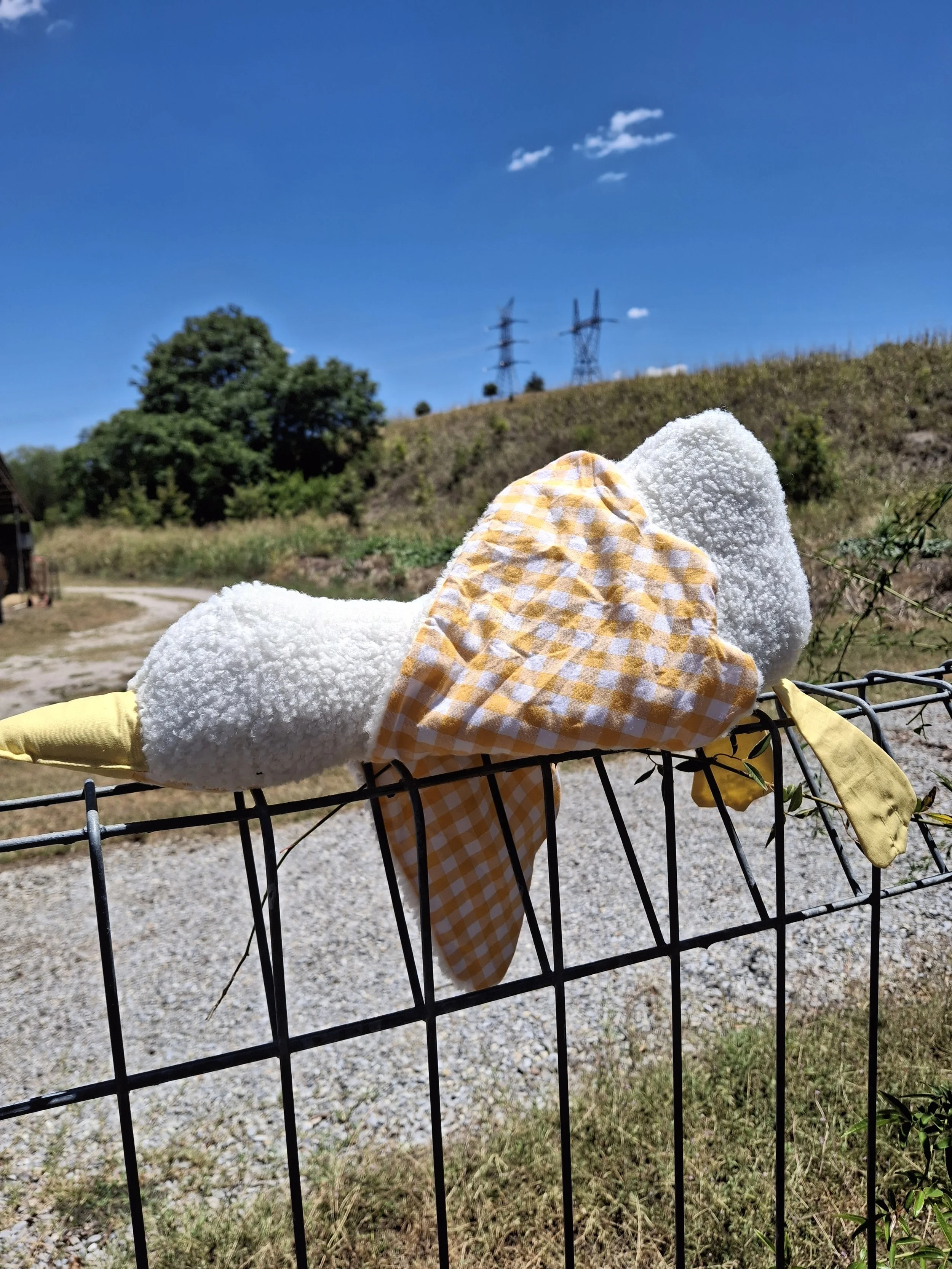 Orange Gingham Plush Goose
