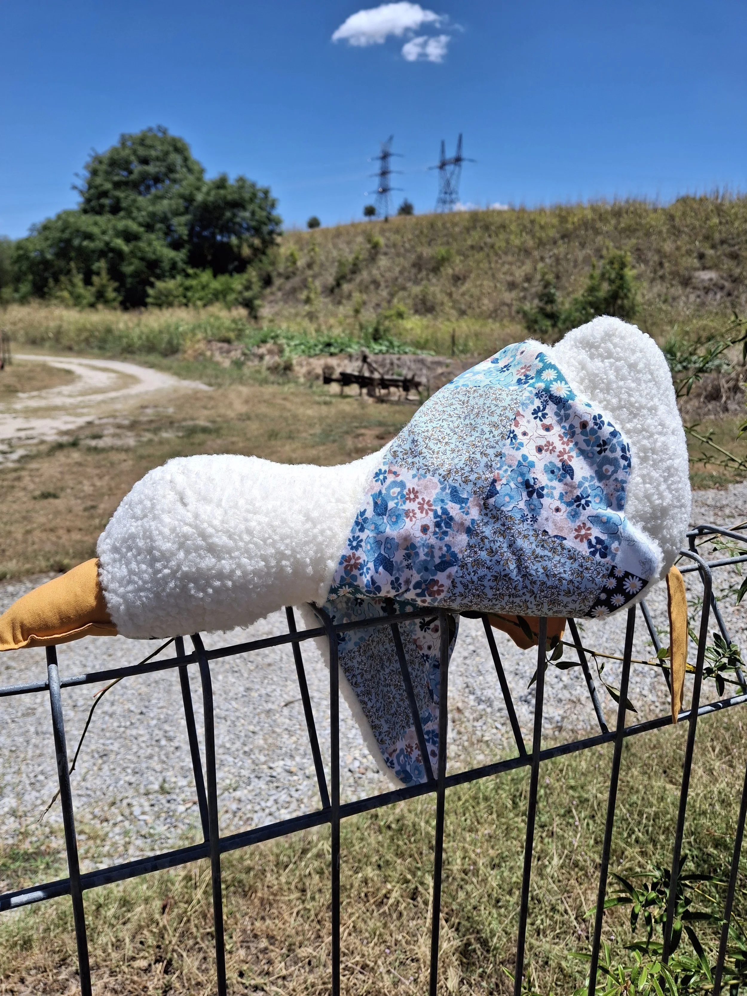 Blue Floral Plush Goose