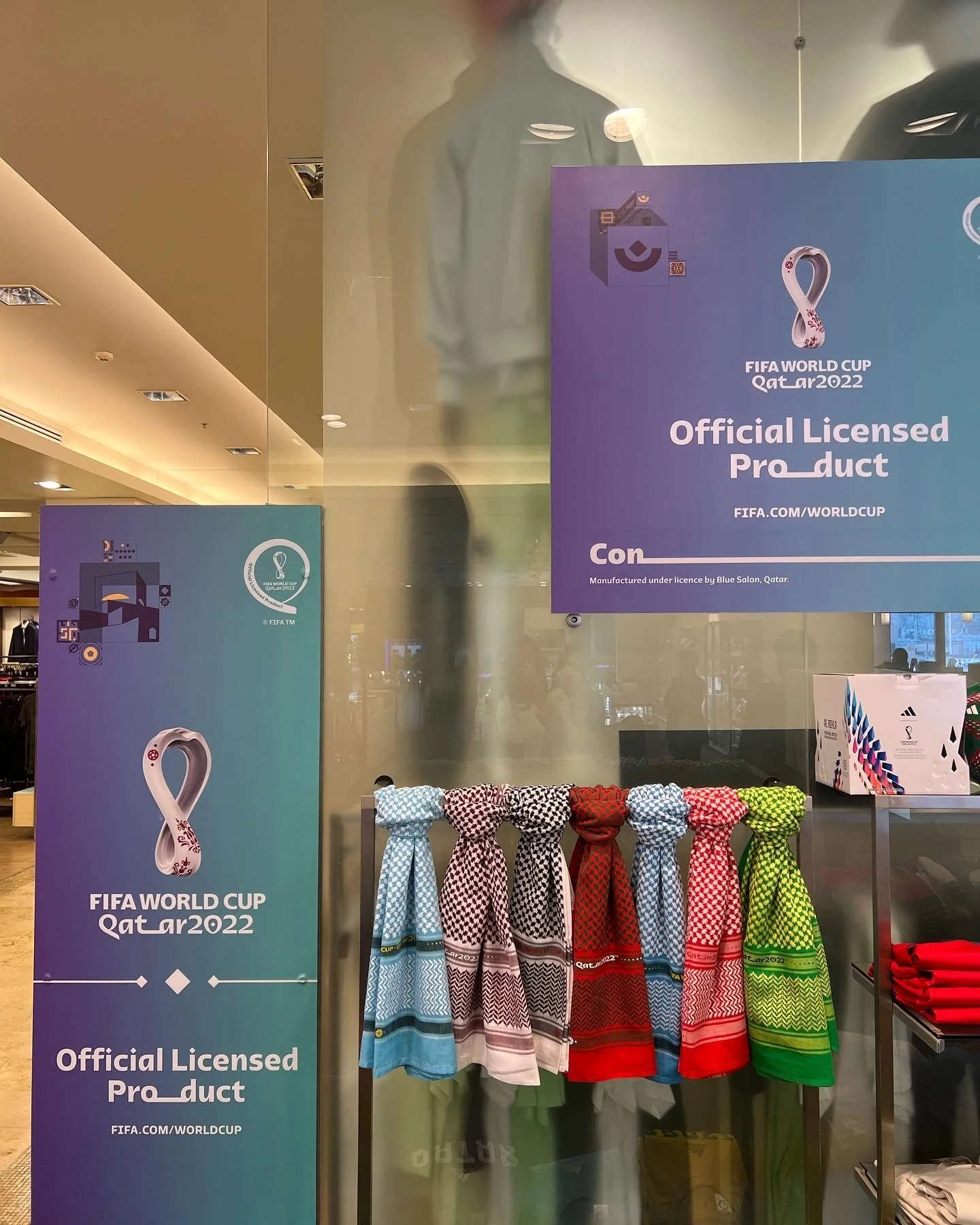 Team shmaghs displayed in a FIFA World Cup retail setting