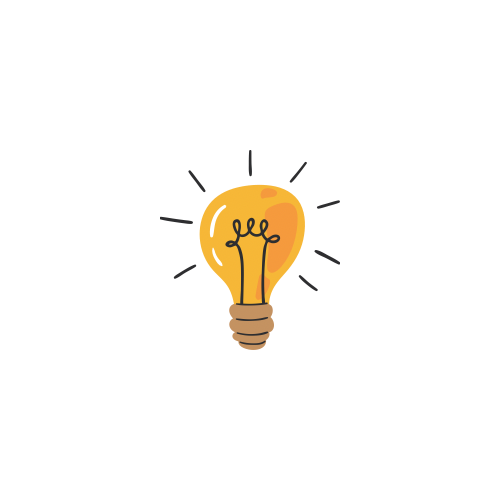 A lightbulb with a filament spelling out the word 'idea' in cursive, emitting a warm glow.