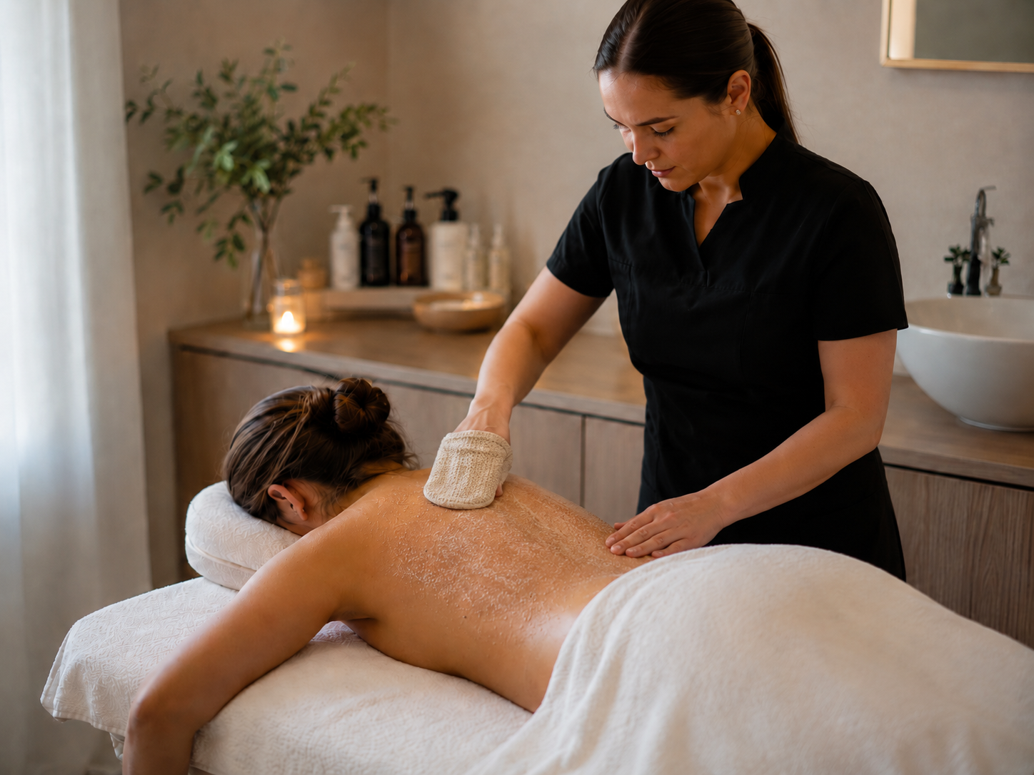Back facial exfoliation