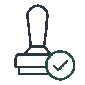 Stamp with a checkmark symbol
