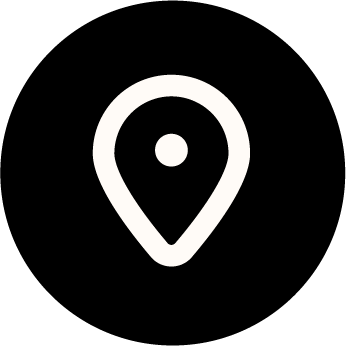 Map location pin icon on a black background.