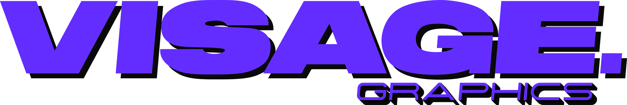 VISAGEGRAPHICS logo in purple and black with bold stylized text.