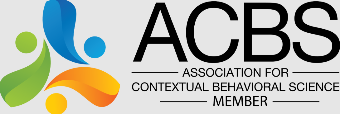 Logo of the Association for Contextual Behavioral Science with colorful abstract shapes and text