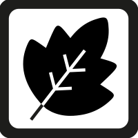 Simbolo di un ramo stilizzato bianco su sfondo nero