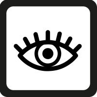 Icona stilizzata di un occhio dentro un quadrato nero